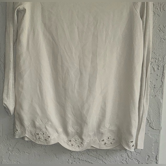 LOFT Women's White Blouse with Lace Accents - Picture 3 of 7